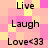 Pixelated text words 'Live', 'Laugh', and 'Love<33' arranged in a on a pastel pink and yellow checkered background