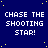 Blue background with yellow stars and repeated white text 'CHASE THE SHOOTING STAR!' in pixelated font.