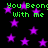 Green pixelated text repeats 'You Beong with me' over a black background filled with purple stars.