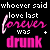 Animated contact sheet of 11 frames showing a repeating text-based animation with pink and white lettering on black background, featuring the phrase "whoever said love last forever was drunk" in varying states of motion and highlighting.