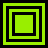 Four green and black square frames arranged in a , each with nested squares of varying sizes