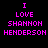 Four variations of a pixelated text-based design showing "I LOVE SHANNON HENDERSON" with different blue background highlights on black.