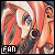 Pixelated image of a character with light brown hair and large eyes, wearing white clothing, holding a dark circular object against an orange-toned background.
