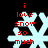 Light blue snowflake icon with red text 'i love snow so much' on black background, animated to change size and shape.