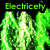 Animated green plasma-like background with text elements appearing sequentially.