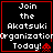 Four identical pixelated display 'Join the Akatsuki Organization Today!' with red border and small red alien icon