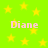 Bright green background with scattered yellow stars and four instances of the name 'Diane' in light pink text.