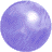 A purple sphere with a white highlight and brown running figure on a of four