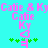 Pixelated pink text and green symbols on cyan background with animated text variations.