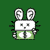 Pixelated bunny icon with white face, gray ears, and green body, showing two sequential poses against solid green background.