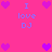 Pixelated pink background with purple hearts and blue text reading 'I love DJ' in multiple positions.
