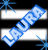 A static pixelated image of a blue and white abstract shape resembling a twisted ribbon or DNA strand against a black background with two horizontal light bars.