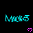 Cyan 'Mack3' text with pink hearts on black background, partially cropped at bottom right.