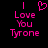 Pixelated pink text and heart symbol on black background, with one version showing a solid heart above 'I Love You Tyrone' and another showing the heart as an empty outline.