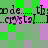 Pixelated text repeats across a green and pink checkered background with visible pixelation and color banding.