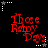 Red pixelated text "Those Happy Days." on black background with white and gray star corner markers, showing animation changes in star marker colors.