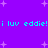 Purple background with cyan text repeating 'i luv eddie! i luv eddie!' and scattered light purple stars.