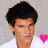 five pixelated images showing a person in various poses and clothing with pink heart symbols, set against different backgrounds