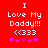 Red background with white text reading "I Love My Daddy!!!" and a heart symbol, featuring animated pink hearts that change position.