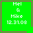 Green square icon with pink border displaying 'Mel & Mike 12.31.03' text; top-right corner has a pink heart, bottom-right corner has a pink starburst.