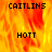 A static image with a fiery orange-yellow background displaying text in pixelated black font.