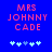 Blue background with pink text reading 'MRS JOHNNY CADE' and five light blue plus signs below, showing two animation frames where the fourth sign changes from light blue to darker blue.