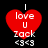 Red heart-shaped icon with white text "I love U Zack <3<3" on black background, showing subtle pixel variation between frames.