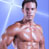 Static pixelated image of a shirtless man with short dark hair against a light blue background, rendered in low-resolution 256x256 pixels.
