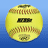 A yellow softball with red stitching and black text on a blue gradient background, accompanied by cyan pixelated text reading 'chain', 'reaction', and '#24'.