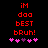 Red pixelated text on black background reads 'iM doo BEST bruh!' with pink and purple heart symbols below, two versions differ in heart arrangement.