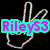 Green-skinned figure with white markings, hand gesture icon, and text overlays on black background.