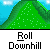 Animated sequence showing a yellow vehicle rolling down green hills with white sparkles, transitioning from upright to tilted positions against a blue sky background.