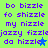 Green background with purple text reading 'bo bizzle fo shizzle my nizzle jazzy fizzle da hizzle' and a blue star symbol, animated to change star color from blue to light blue.