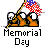 Animated Memorial Day buddy icon featuring soldiers and American flag with frame-by-frame changes in soldier poses and background patterns.