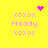 Yellow background with pink pixelated text and symbols arranged in four quadrants, featuring 'xoxox' above and below 'Maddy', a heart symbol at top center, and two starburst patterns.