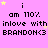Pixelated pink background with yellow stars and black text reading "i am 110% inlove with BRANDON<3" repeated across the image.