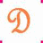 Four orange stylized D letters arranged in a on white background with scattered colored pixel clusters