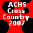 Red background with black circular shapes and white text reading ACHS Cross County 2007 in pixelated font.