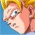Pixelated close-up of a character with light brown hair, green eyes, and a neutral expression against a blue and yellow background.