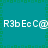 Static teal background with green square border pattern and repeated white text 'R3b Ec C@' in two horizontal