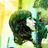 Animated sequence showing a person with green hair in outdoor setting transitioning to close-up of long brown hair, then to white and black dress pose.