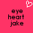 A static pixel art image with a bright pink background, featuring a white heart symbol at the top center and two identical text blocks below.