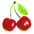 Pixelated cherry icon with green stem and leaf, red text reading 'is as sweet as' and 'cherry lex'i pop ch ch ch cherrys' on black background.