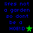 Blue pixelated text on black background reads 'lifes not a garden so dont be a HOE! :D' with green star symbol, two versions show star position change.