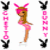 Animated contact sheet showing two frames of a Playboy Bunny-themed AIM buddy icon with pink and black color scheme featuring cartoon character in bunny costume.