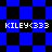 Blue and black checkered background with four instances of white text reading KILEY<333 arranged in a pattern