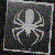 Two pixelated spider-shaped icons with dark gray bodies and light gray limbs on contrasting backgrounds, one framed in black, the other in white.