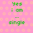 Pixelated green text on pink background with yellow circular patterns; two identical display 'Yes i am ... single' in repeating