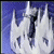 Animated white castle with multiple spires against blue background, showing slight rotation and shifting perspective across frames.