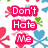 Pixelated red text blocks on white background with blue and pink heart shapes, featuring phrases 'Don't Hate Me' and 'Cuz You Ain't Me!' alongside 'ALEXA' and '3' symbols.